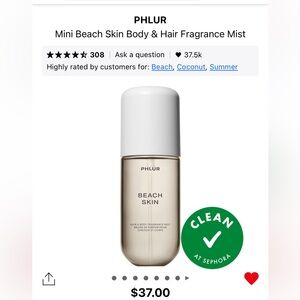 PHLUR Mini Beach Skin Body and Hair Fragrance Mist Spray